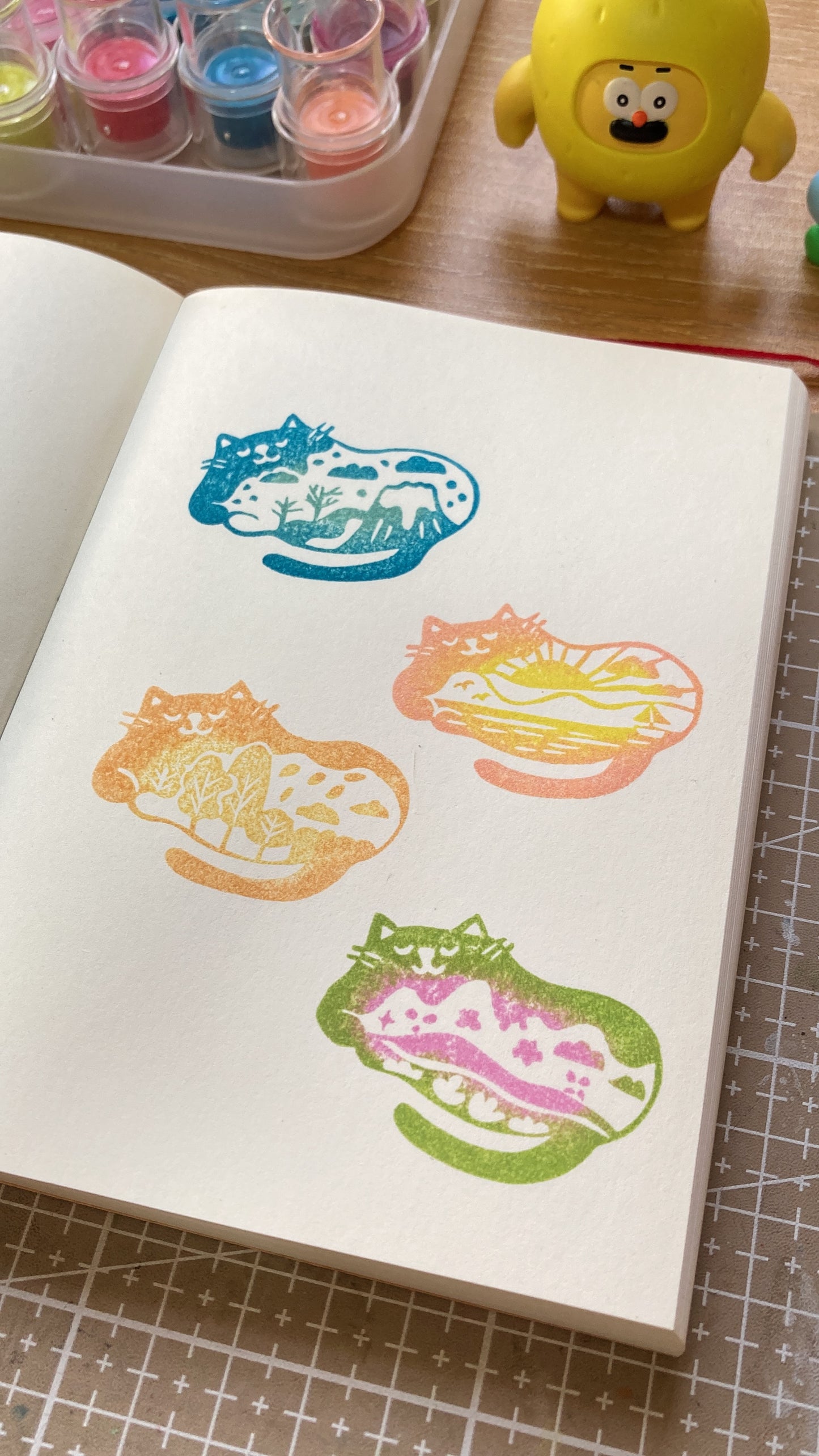 Summer Cat Rubber Stamp