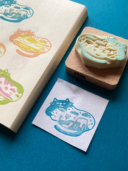 Winter Cat Rubber Stamp