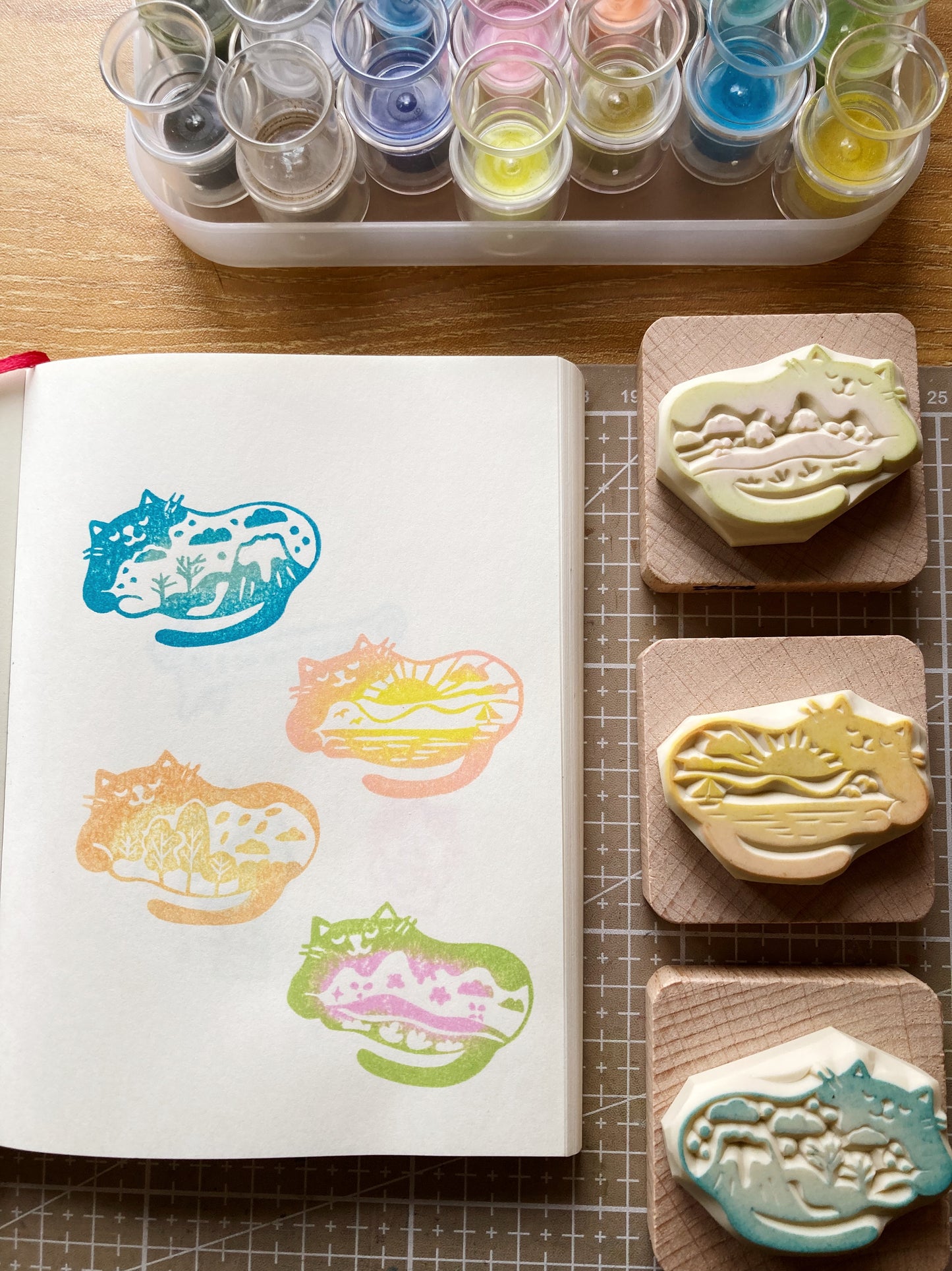 Summer Cat Rubber Stamp