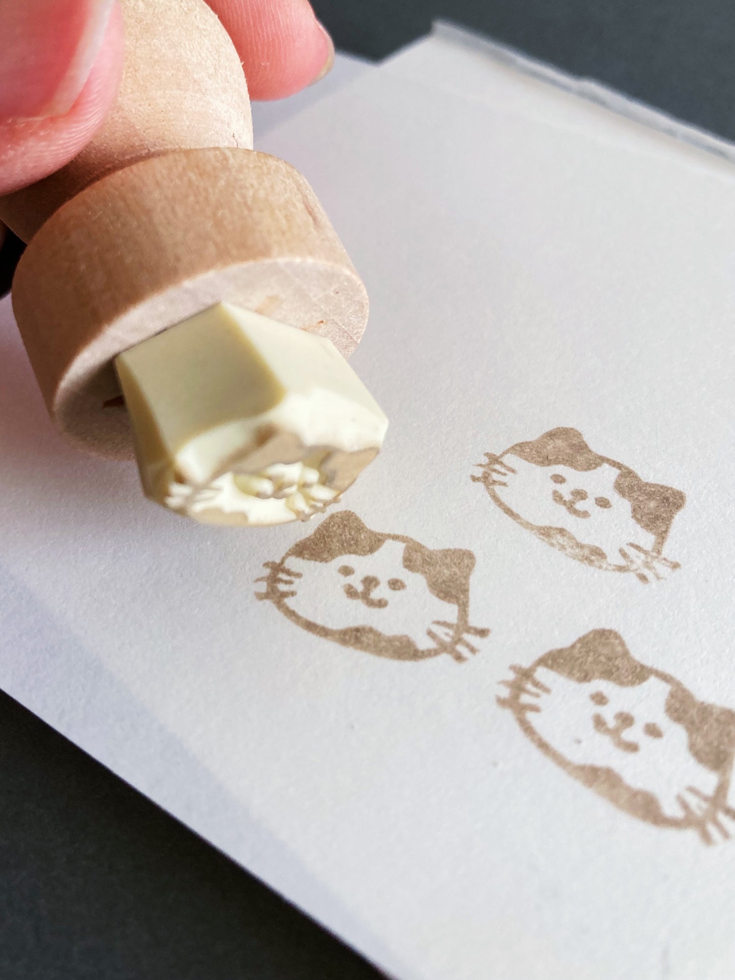 Mini Brown Cat Rubber Stamp